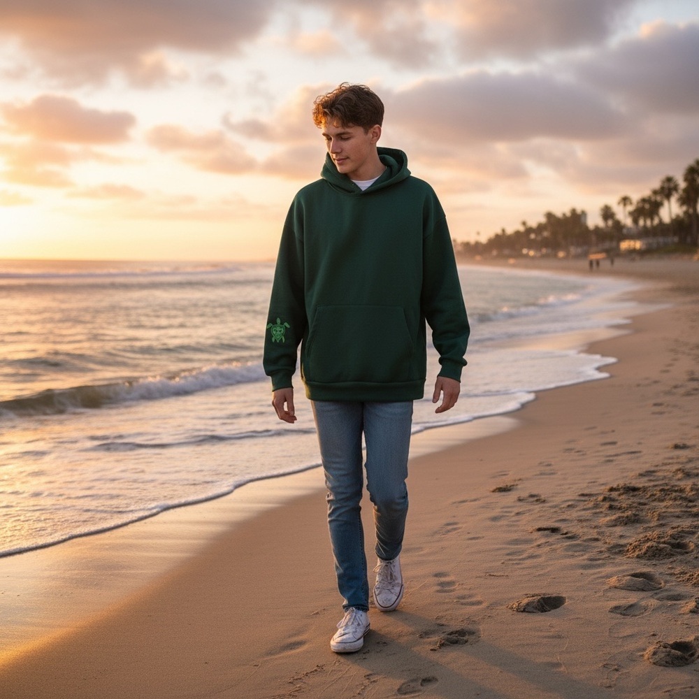 Turtle Protect Local Green Hoodie Small Trending - Picture 2 of 5